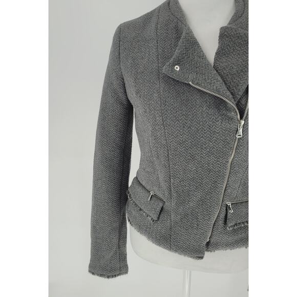 ZARA Trafaluc Outerwear Womens Gray Wool Blend Moto Biker Cropped Jacket Size M - Picture 4 of 8